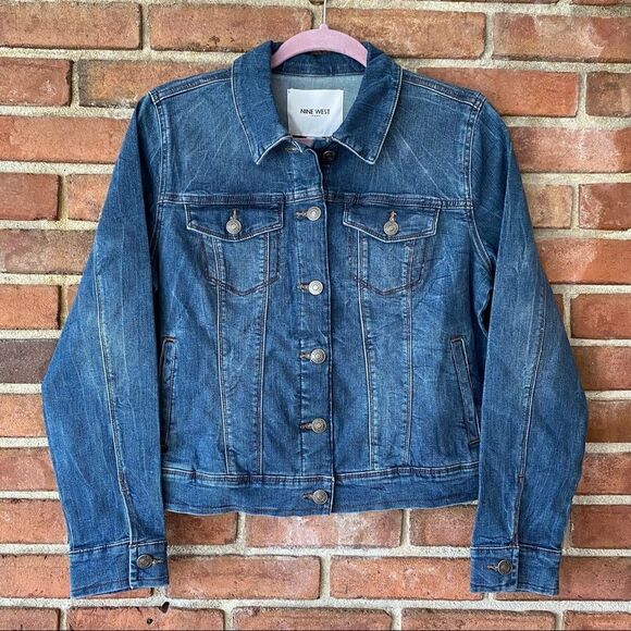 Nine West Women's Denim Button-Up Sarah Jacket Size Medium - Picture 1 of 11